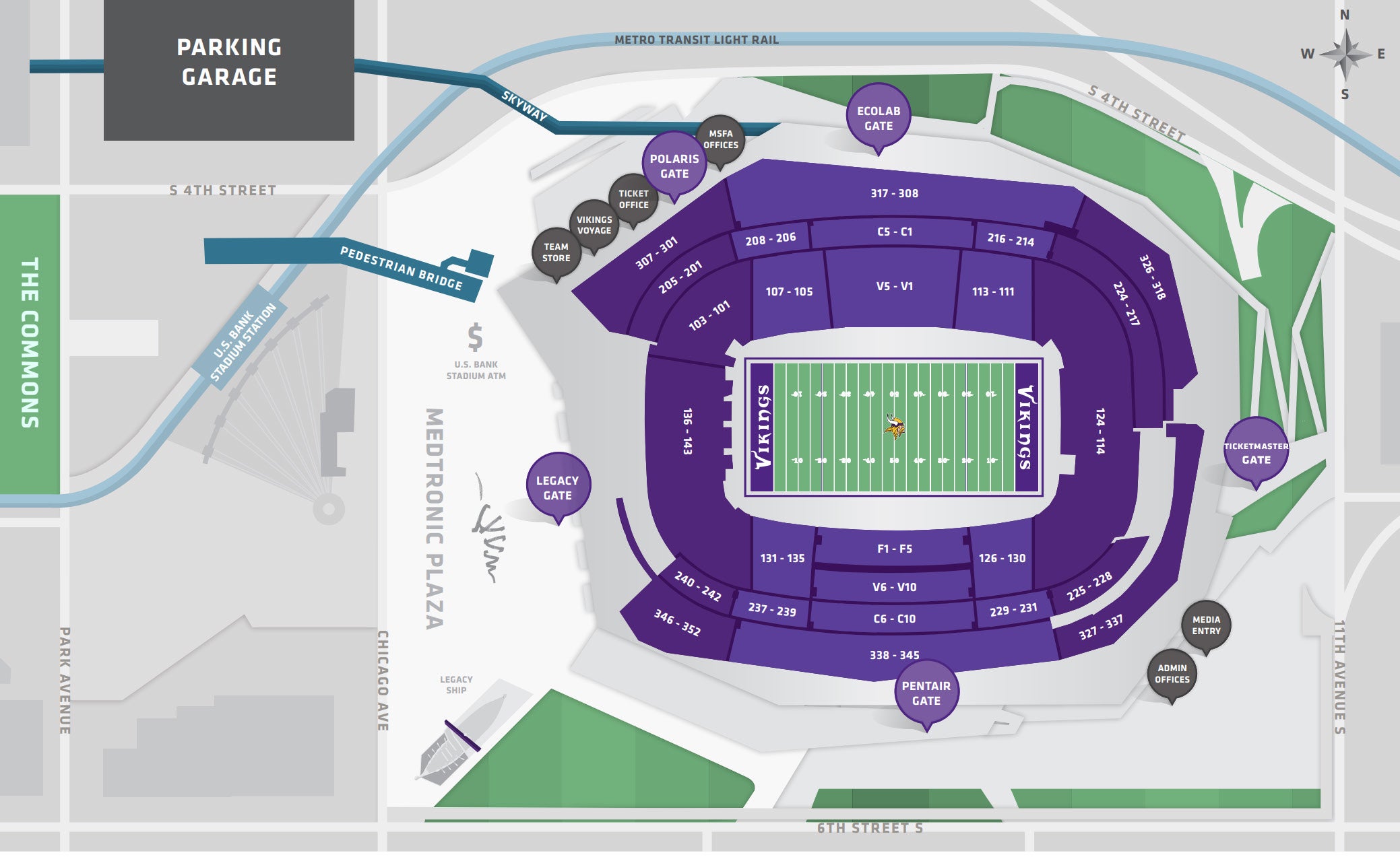 Stadium Maps U.S. Bank Stadium
