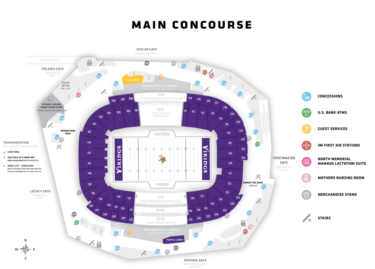 Us Bank Stadium Detailed Seating Chart With Seat Numbers Awesome Home